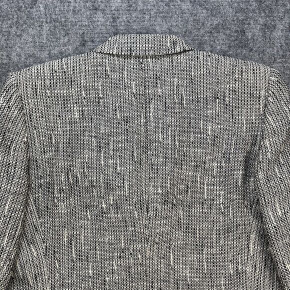 Vintage 90s Blazer Women 10 Black White Tweed Linen Blend Made in USA - Picture 10 of 16